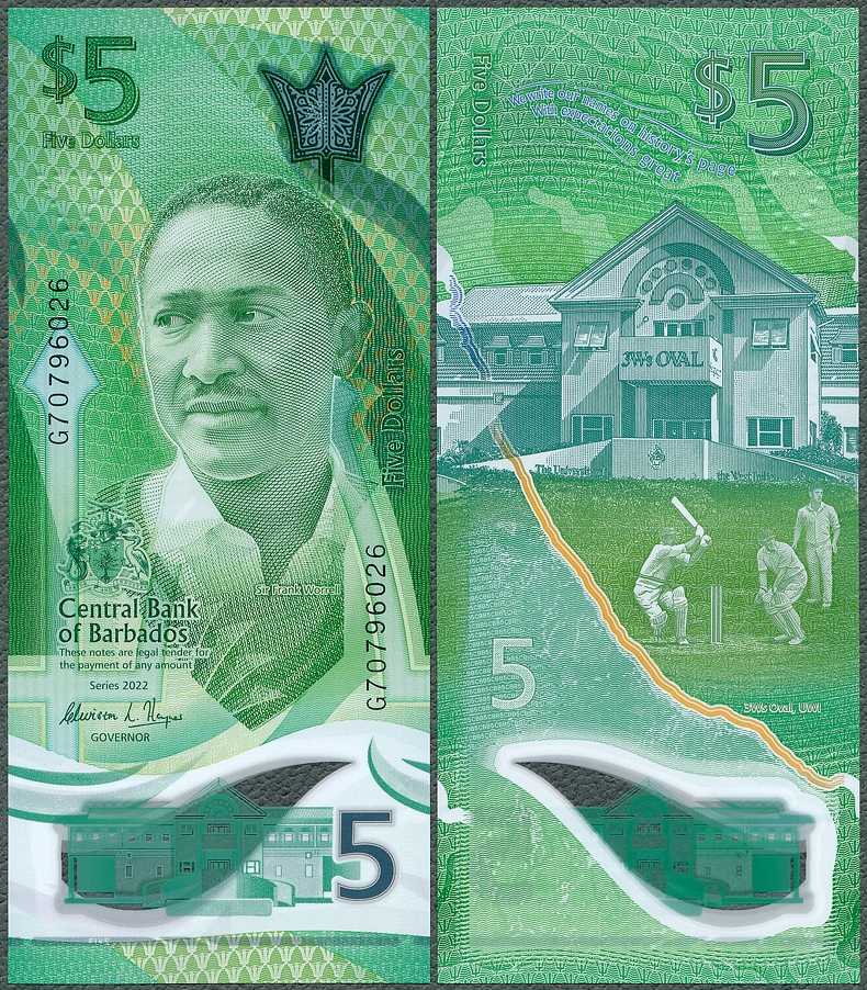 Barbados - 5 dolarów 2022 * W81 * nowa seria * polimer