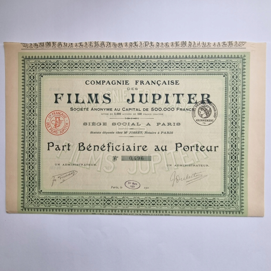 Francja, Paryż akcja 100 franków 1921r