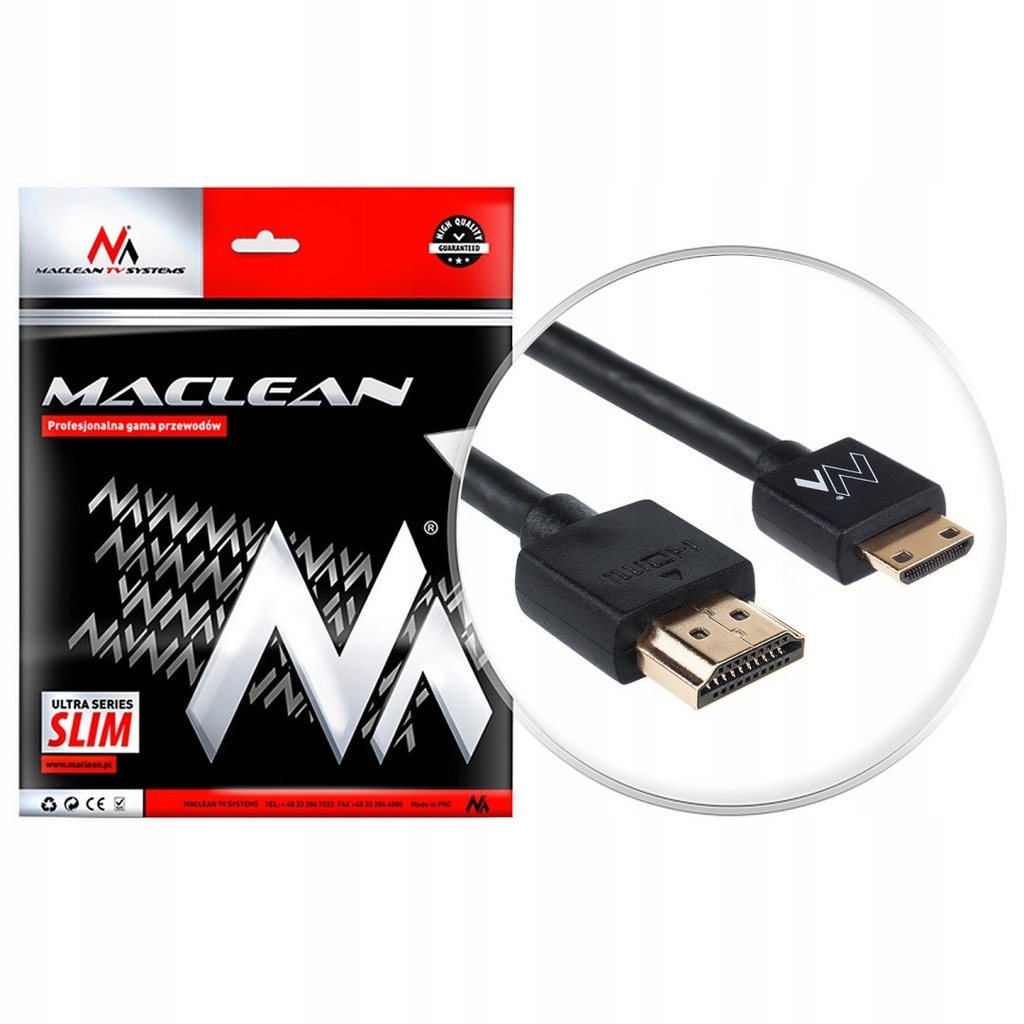 Przewód HDMI-miniHDMI ULTRA SLIM v1.4 2m Maclean M