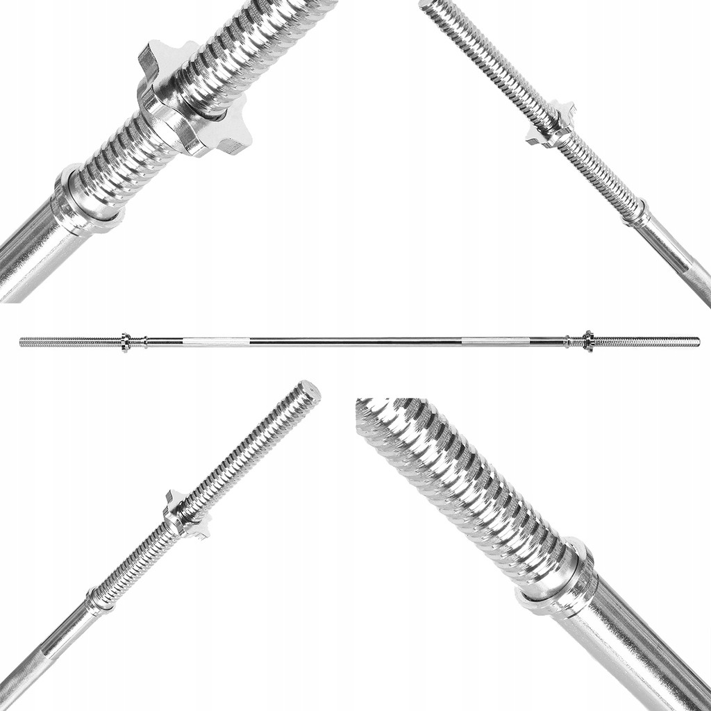 Gryf Prosty Solidny Do Treningu Siłowego Z Gwintem + Zaciski 2000mm