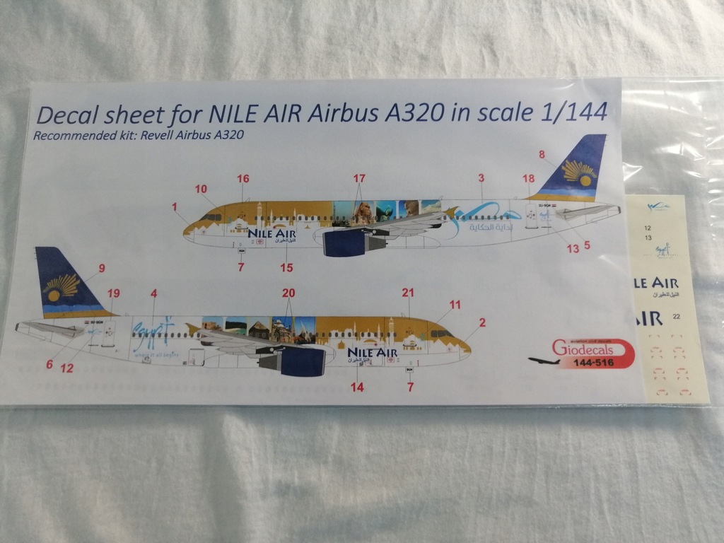 Kalkomania Air Nile Airbus A320 skala 1/144