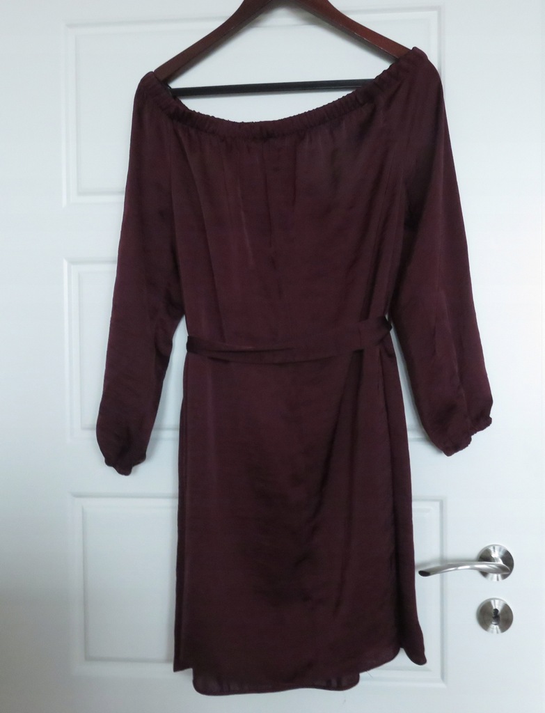 New Look satynowa tunika sukienka lejąca bordo 40
