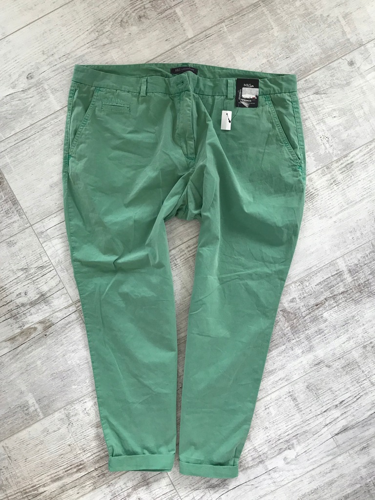 MARKS SPENCER WYSOKIE spodnie CHINO 48