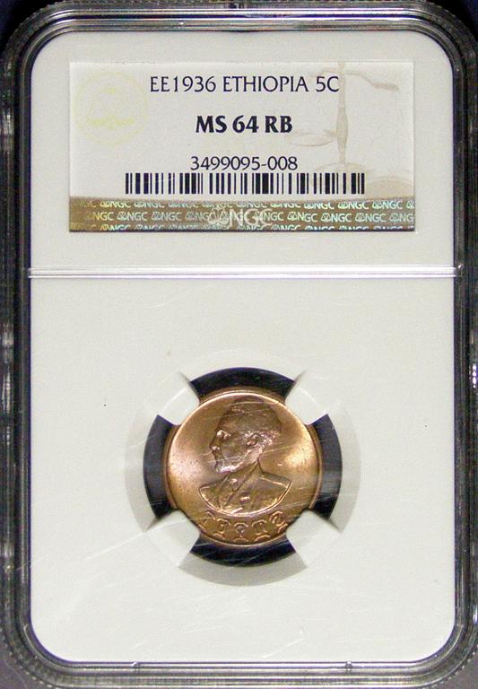 EE1936 Ethiopia 5C MS 64 NGC