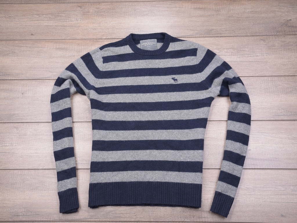 Abercrombie&Fitch SWETER WEŁNIANY W PASKI *XL*