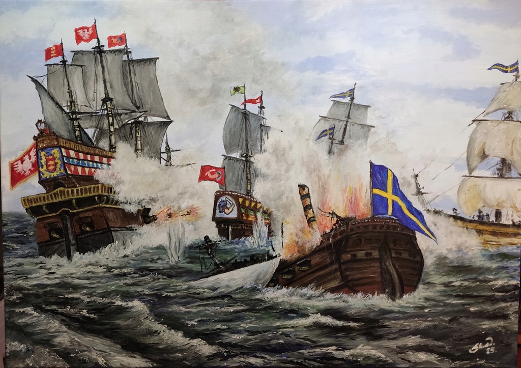 Bitwa Oliwska akryl 70x50