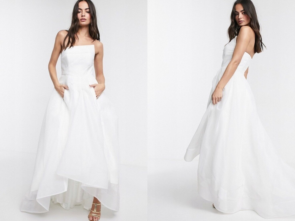 Bariano Biała sukienka klasyczna 42