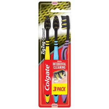 Szczoteczka do zębów Colgate Zig-zag Charcoal 3-pack Medium
