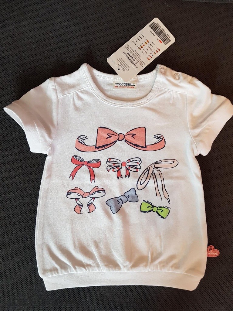 COCCODRILLO Bluzka tshirt 80 9-12m NOWA kokardki