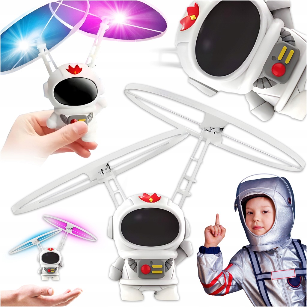 ASTRONAUTA LATAJĄCY MINI UFO ZABAWKA ZDALNIE STEROWANA LEDY USB PREMIUM