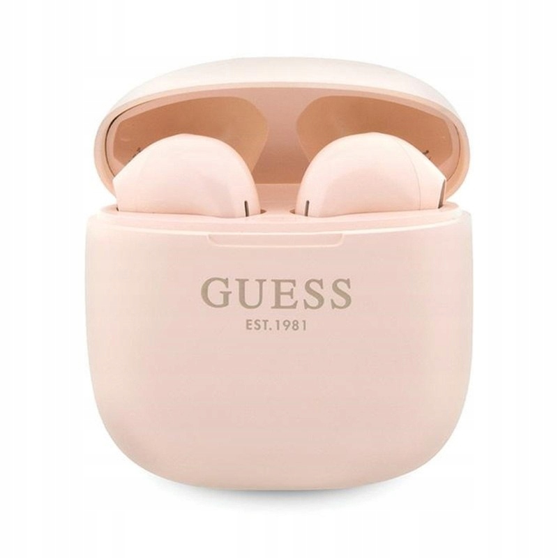 Guess True Wireless Script Logo BT5.3 - Słuchawki TWS + etui ładujące (różo