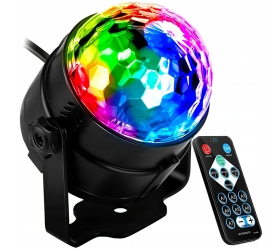 PROJEKTOR DYSKOTEKOWY KULA DISCO LAMPA LED RGB