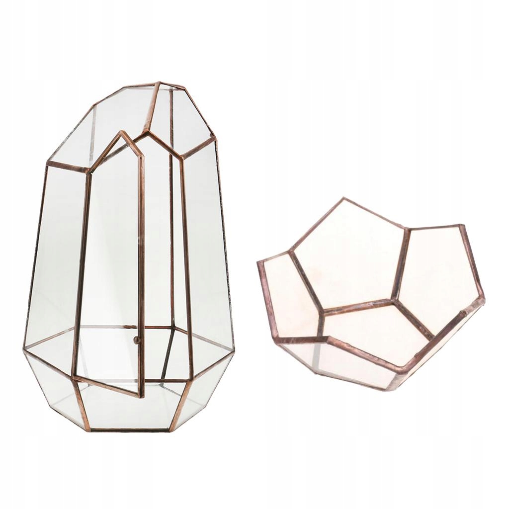 2x Szklana Geometryczna Biżuteria Terrarium A