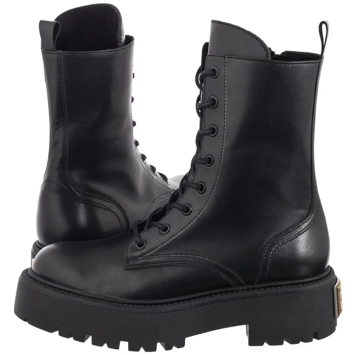 Buty Trzewiki Botki Skórzane Damskie Carinii Czarne B9873-E50 Black