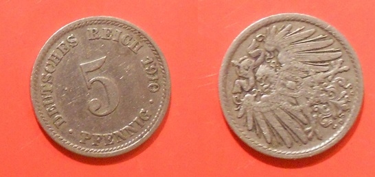 5 pfennig 1910 D Cesarstwo Niemieckie