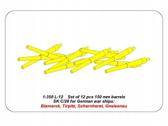Купить 12 150-мм стволов для Bismarck и Tirpitz 350L12 Aber: отзывы, фото, характеристики в интерне-магазине Aredi.ru