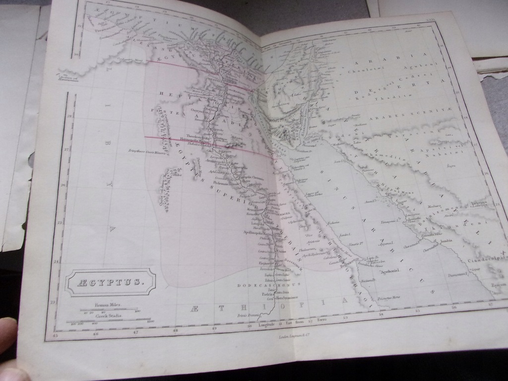 kolorowa mapa STAROŻYTNY EGIPT 29 x 23 cm 1840