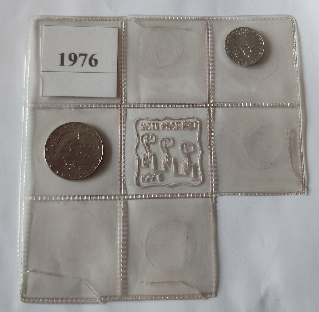 Zestaw monet San Marino 1976 2 szt. 100 5 lir
