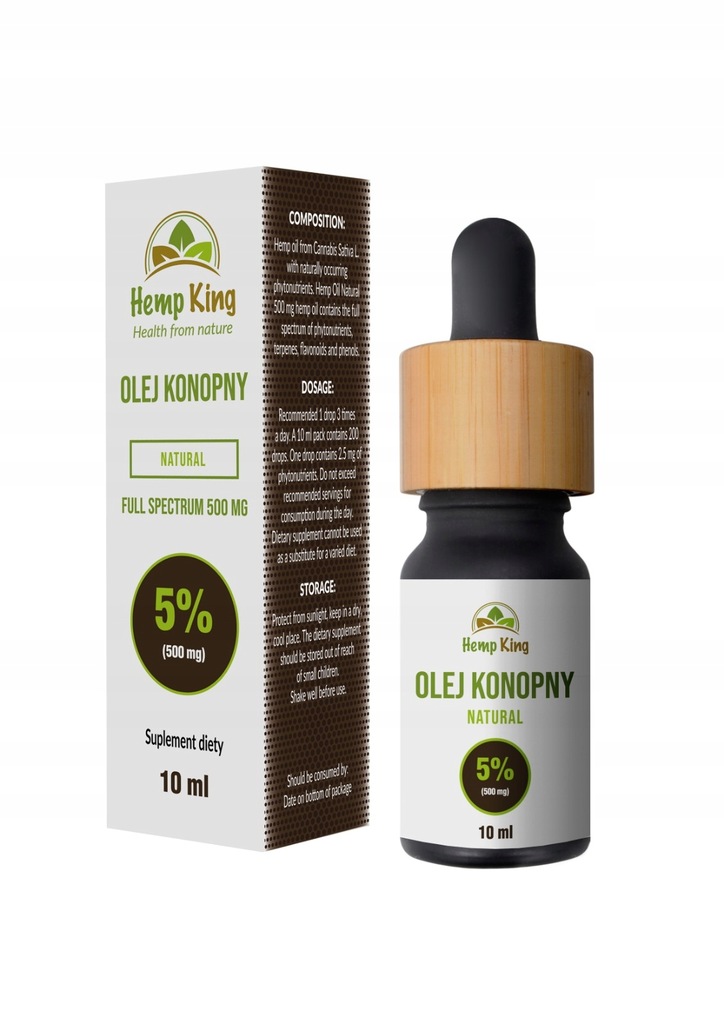 Olejek CBD konopny NATURAL 5% 500mg 10ml Hempking