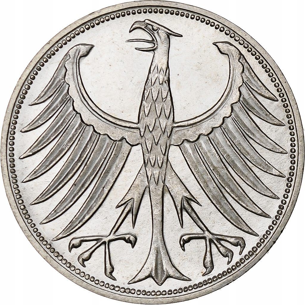 Niemcy - RFN, 5 Mark, 1966, Karlsruhe, Srebro, MS(