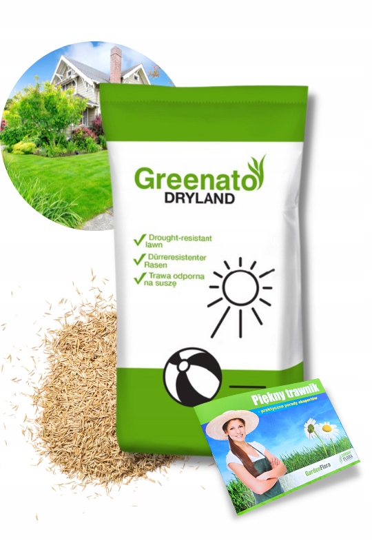 TRAWA ODPORNA NA SUSZĘ NASIONA TRAWY NA GLEBY SUCHE GREENATO DRYLAND 90KG