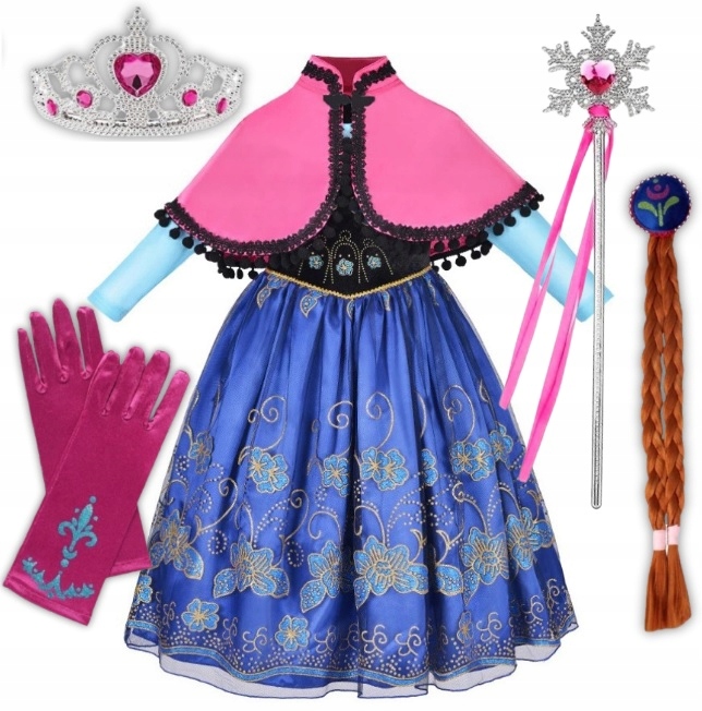 STRÓJ PRZEBRANIE SUKIENKA ANNA KRAINA LODU KSIĘŻNICZKANA KARNAWAŁ 116 122