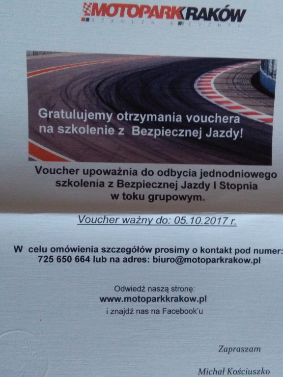 Voucher Bezpiecznej Jazdy I Stopnia