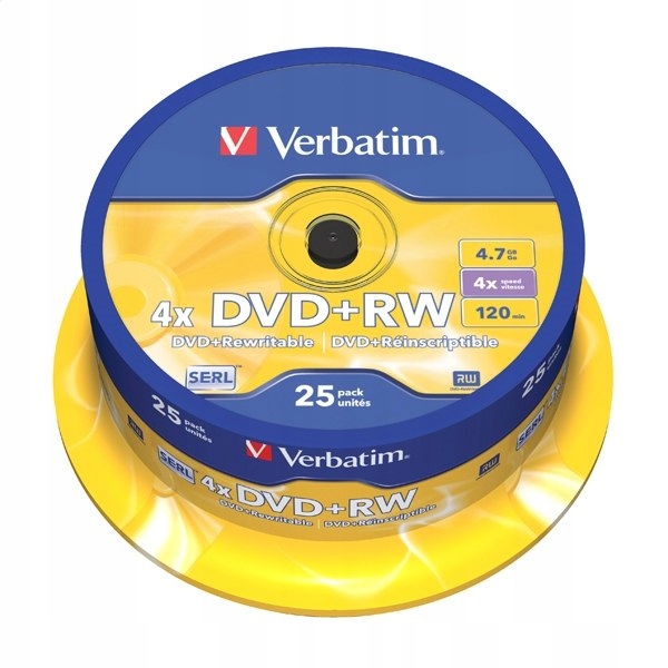 VERBATIM DVD+RW 4,7GB 4X CAKE*25 43489