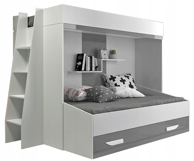 Купить Двуспальная глянцевая двухъярусная кровать с лестницей Часть 17 ...