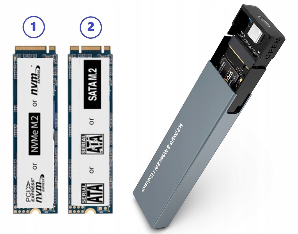 Купить Корпус твердотельного накопителя NVME/SATA PCIe Диск M.2 USB-C 3.1 Gen 2: отзывы, фото, характеристики в интерне-магазине Aredi.ru