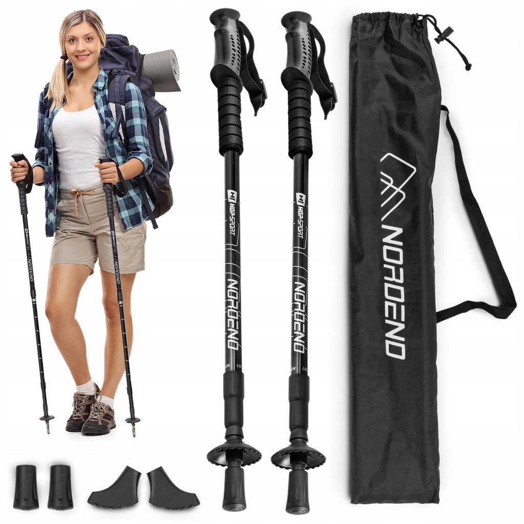Kije trekkingowe nordic walking do chodzenia w góry regulowane + końcówki