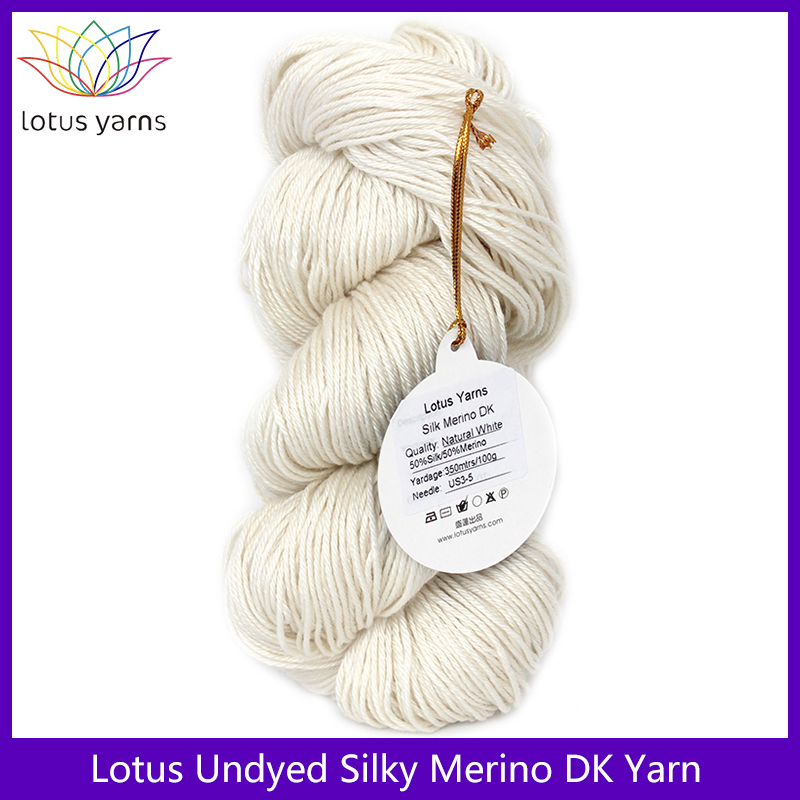 Lotus Undyed Silky Merino DK Weight Yarn Nat White