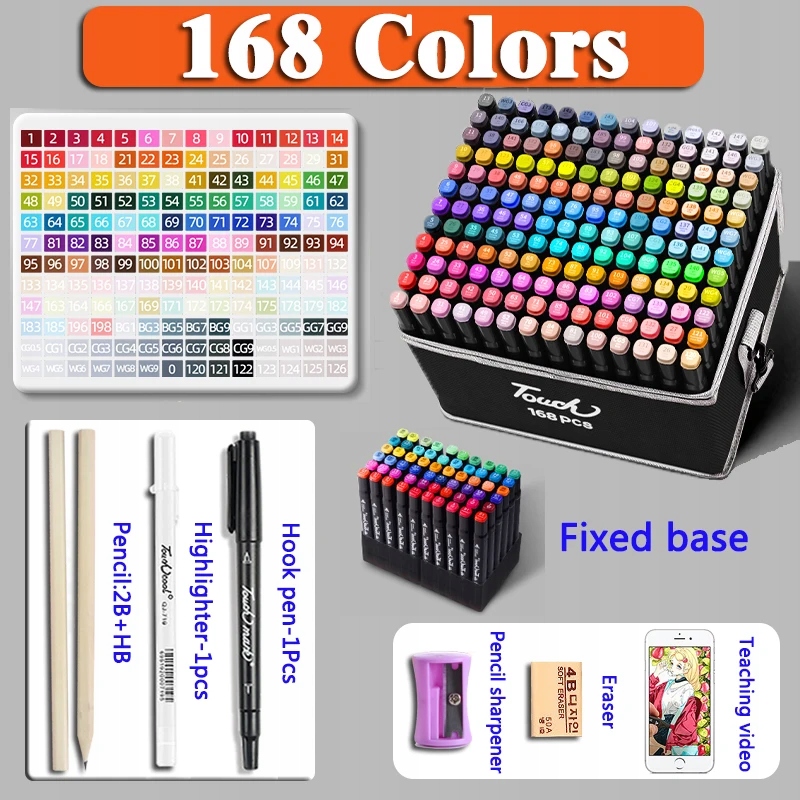 24-168 Colores Manga Markers Pens Set Painting Drawing Highlighter school