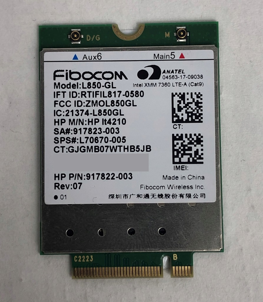 Modem Fibocom LTE WWAN L850-GL HP 430 840 14u G8