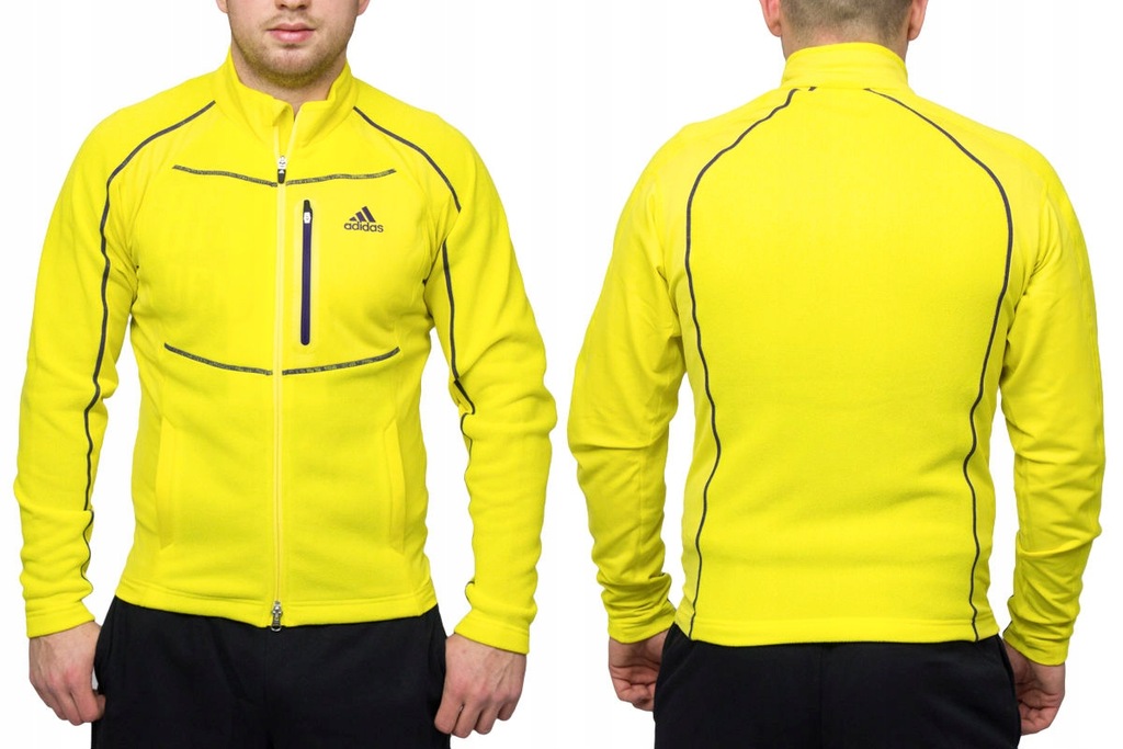 Sportowa Żółta Bluza Męska ADIDAS FIT z Kołnierzem
