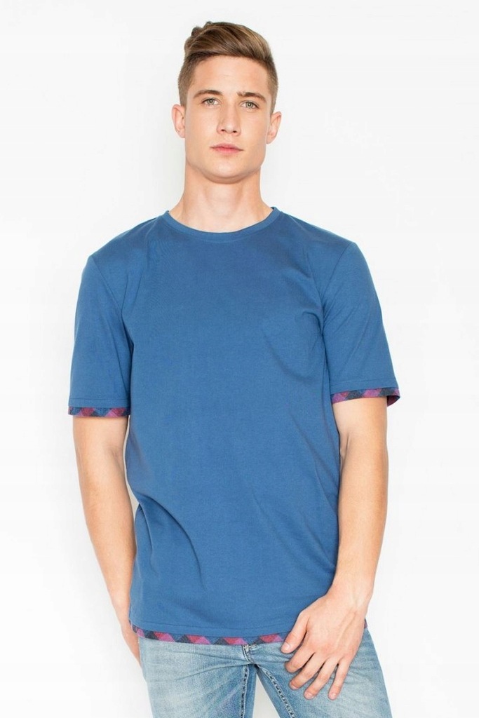Męska modna Koszulka V032 Niebieski XXL
