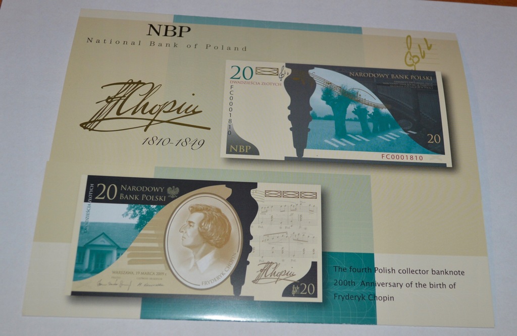 Folder do banknotu -F. Chopin--ang