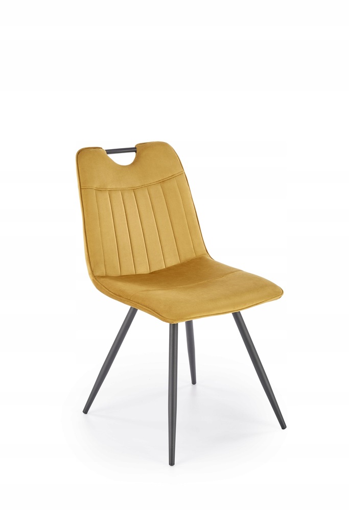 K521 krzesło musztardowy tapicerowane z uchwytem velvet
