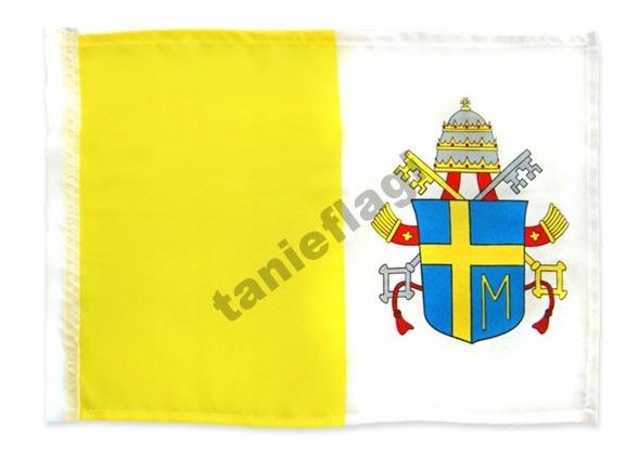 Flaga papieska Jan Paweł II 30x39 cm + kijek 60 cm