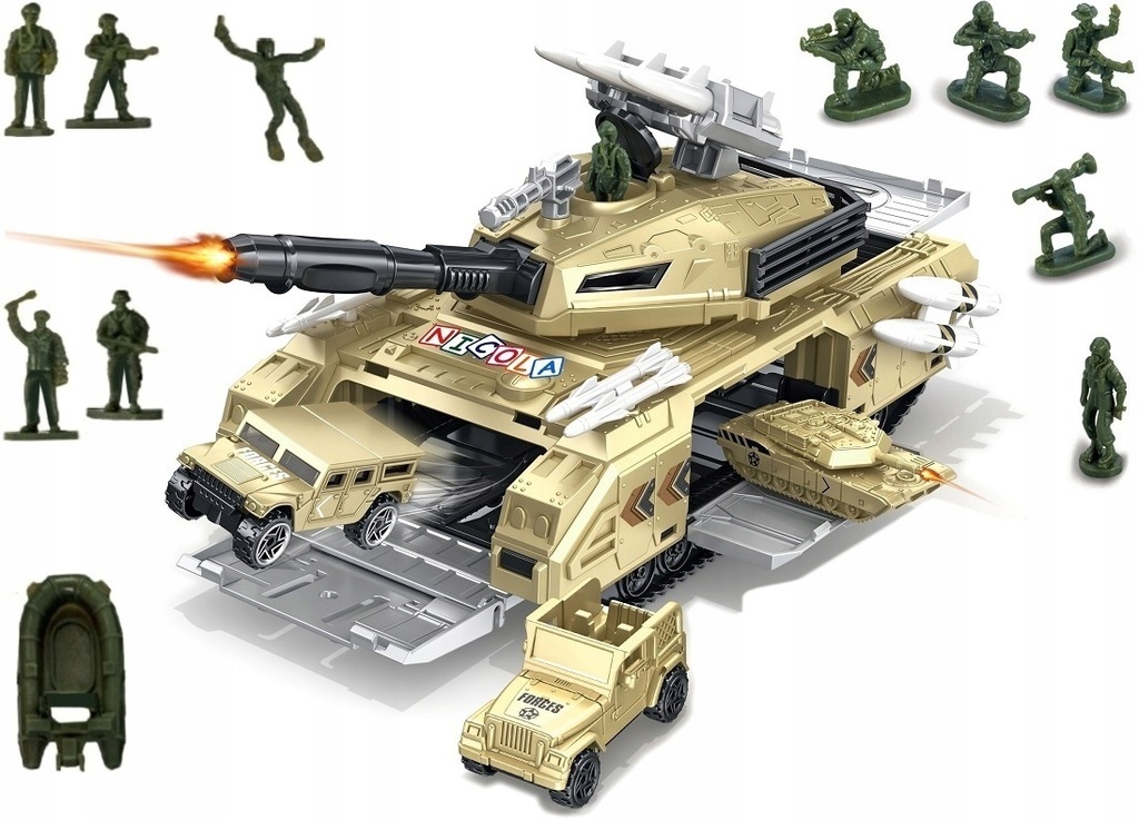 フランス製　ミニチュア FUNKCYJNY CZOŁG +ŻOŁNIERZYKI POJAZDY WOJSKOWE 4604 - 13027516221