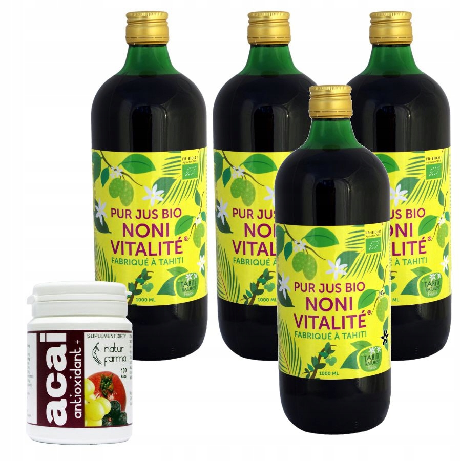 100% Sok Noni BIO 4x 1L import Tahitil morinda cit