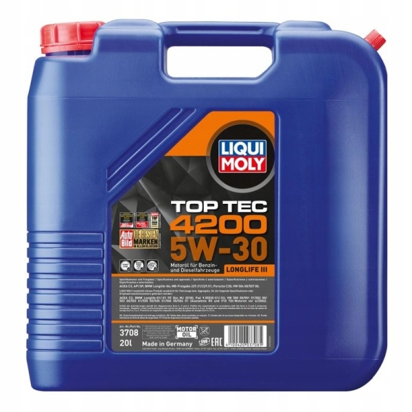 LIQUI MOLY OLEJ LIQUI MOLY 5W30 20L TOP TEC 4200 C2/C3 / SN/CF / 504.00 507