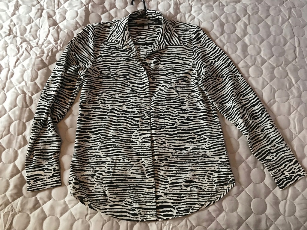 H&M ELEGANCKA CZARNO-BIAŁA KOSZULA ZEBRA 36