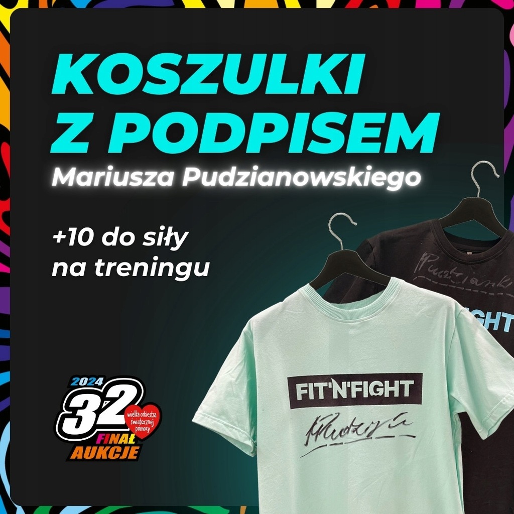 Koszulka (rozm. L) z autografem Mariusza Pudzianowskiego od FIT`N`FIGHT