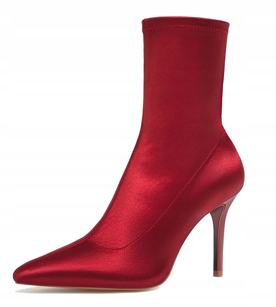 Stradivarius Red Stiletto Sock Boots Stradivarius Mid Heel Sock