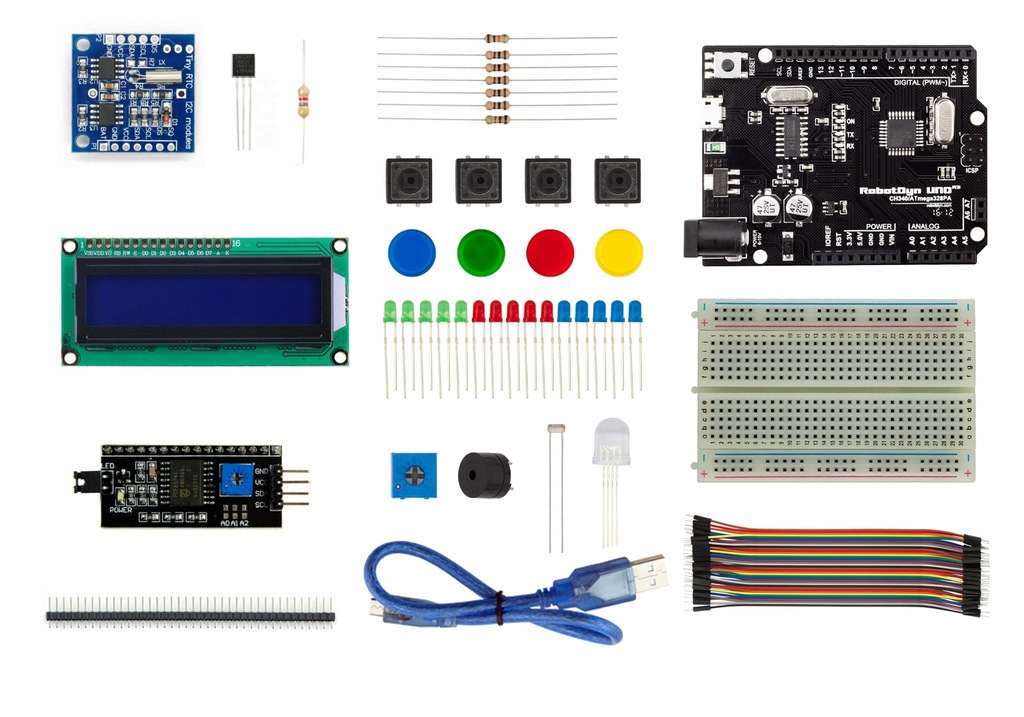 Zestaw Starter Kit ARDUINO UNO + LCD + RTC + Temp.