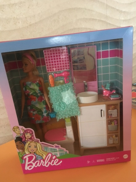 BARBIE łazienka toaleta GRG 87 z lalką MATTEL10