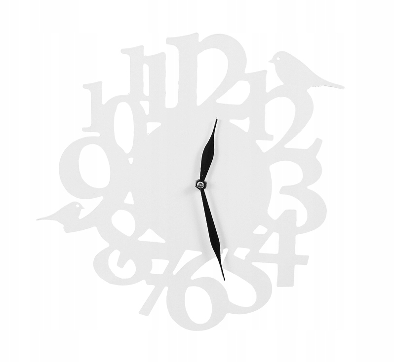 Nowoczesny biały zegar na ścianę cyfry arabskie