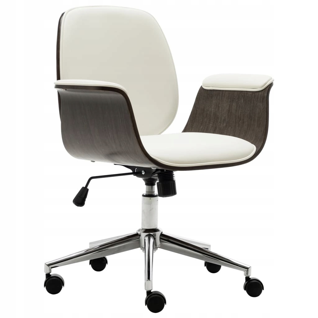 Krzesło biurowe, białe, gięte drewno i sztuczna s