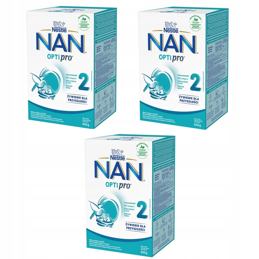 Nestle Nan Optipro 2 Mleko Modyfikowane dla niemowląt powyżej 6 mc 3x650 g